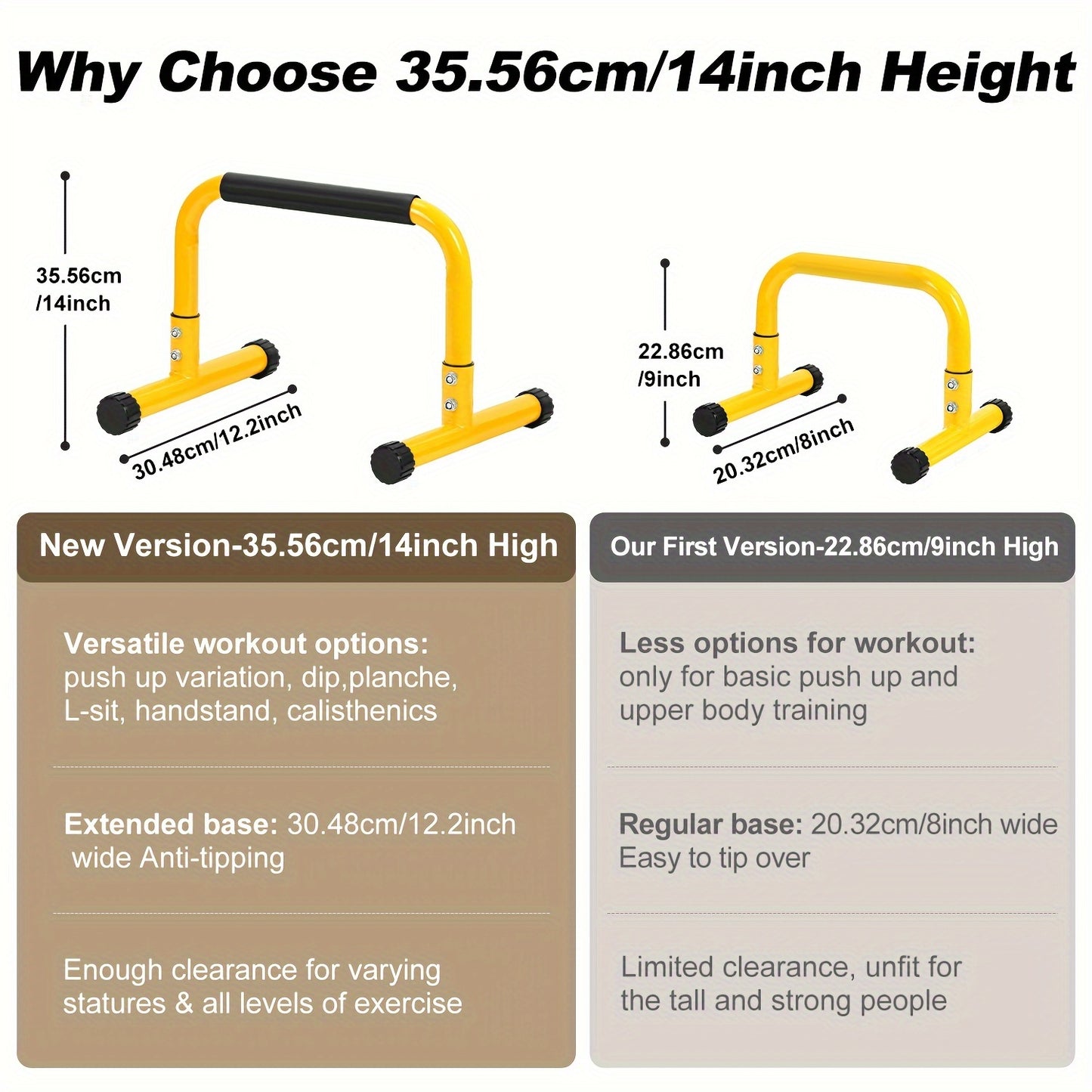 PowerGrip™ Pro Parallel Push-Up Bars – Heavy-Duty 35.56 cm