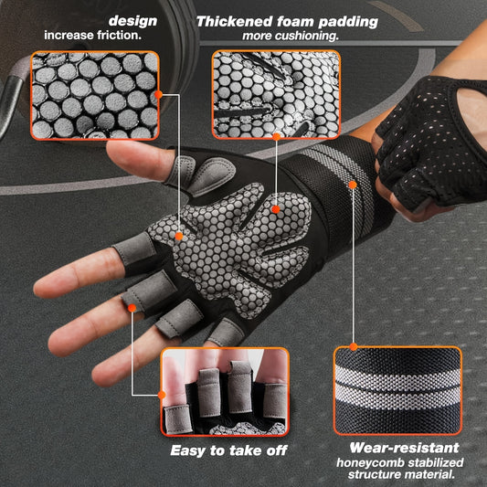 🏋️‍♂️ GripMax™ Fitness Handschoenen met Polssteun – Voor Krachttraining, CrossFit & Gym